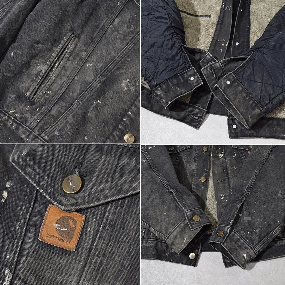 90s carhartt 激渋 ペンキ ダック トラッカージャケット 黒 XL