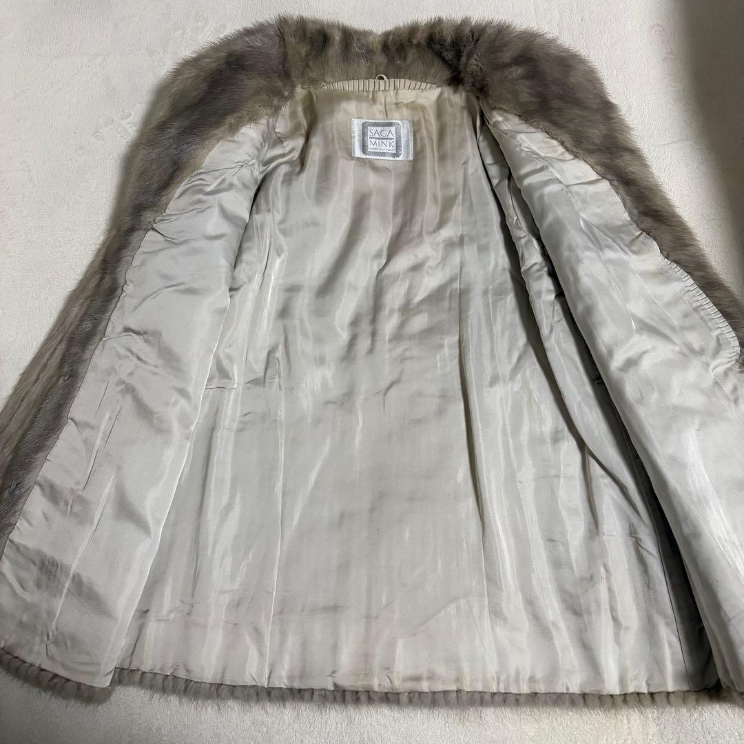サガミンク リアルファー ミンクコート 毛皮 ホワイト 11 大きいサイズ