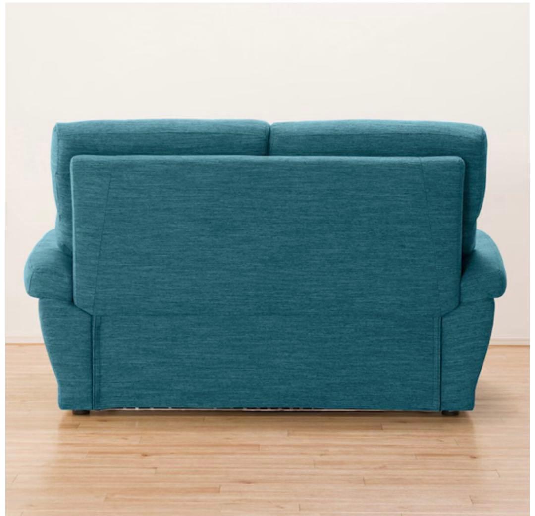 2人掛け布張りソファ ターコイズブルー