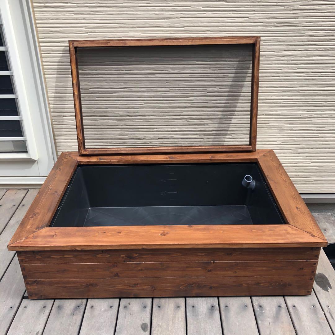 いおり様オーダー品　ビオトープ木枠　トロ舟60L用　網枠付き