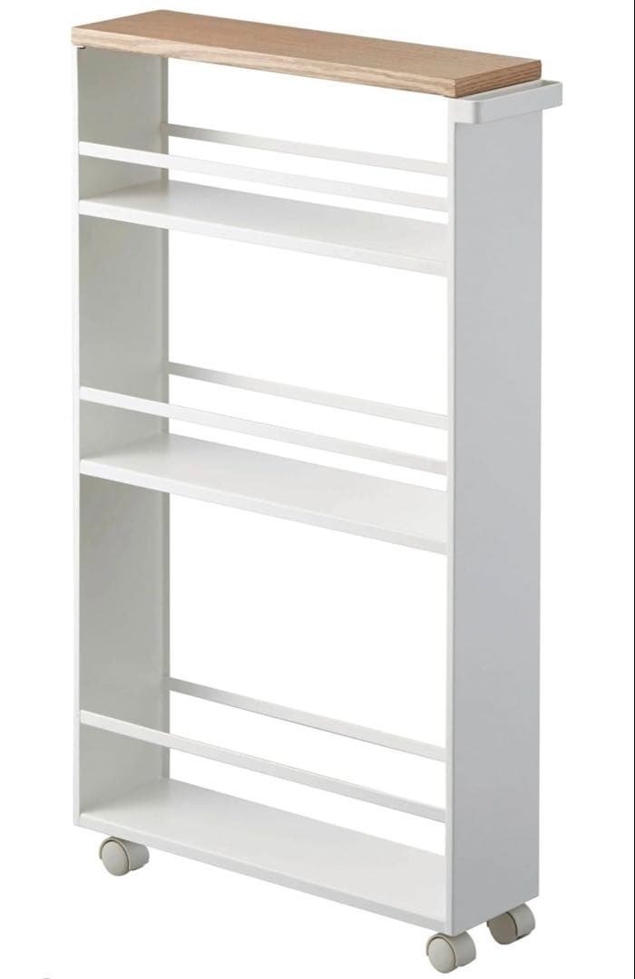 未使用　tower 山崎実業ハンドル付キッチンワゴン キャスター付き ホワイト