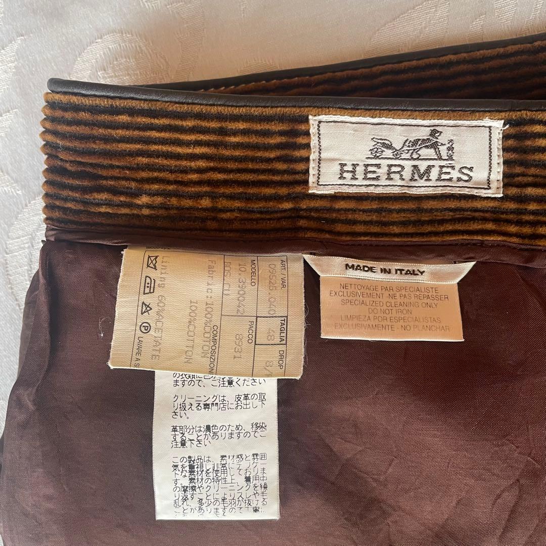 ☆HERMES☆ コーデュロイ パンツ スラックス 太畝 ブラウン LL XL