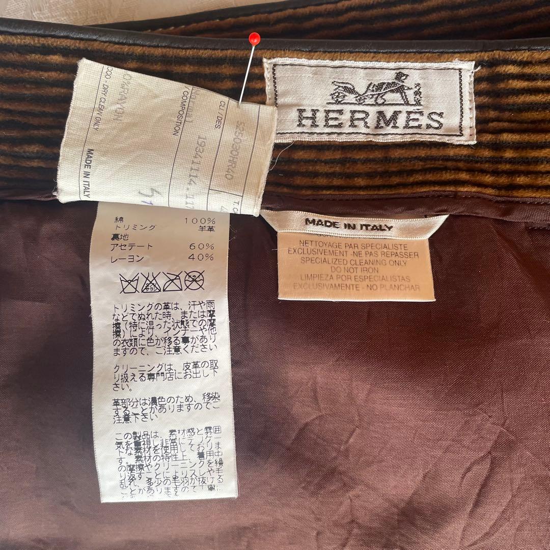 ☆HERMES☆ コーデュロイ パンツ スラックス 太畝 ブラウン LL XL