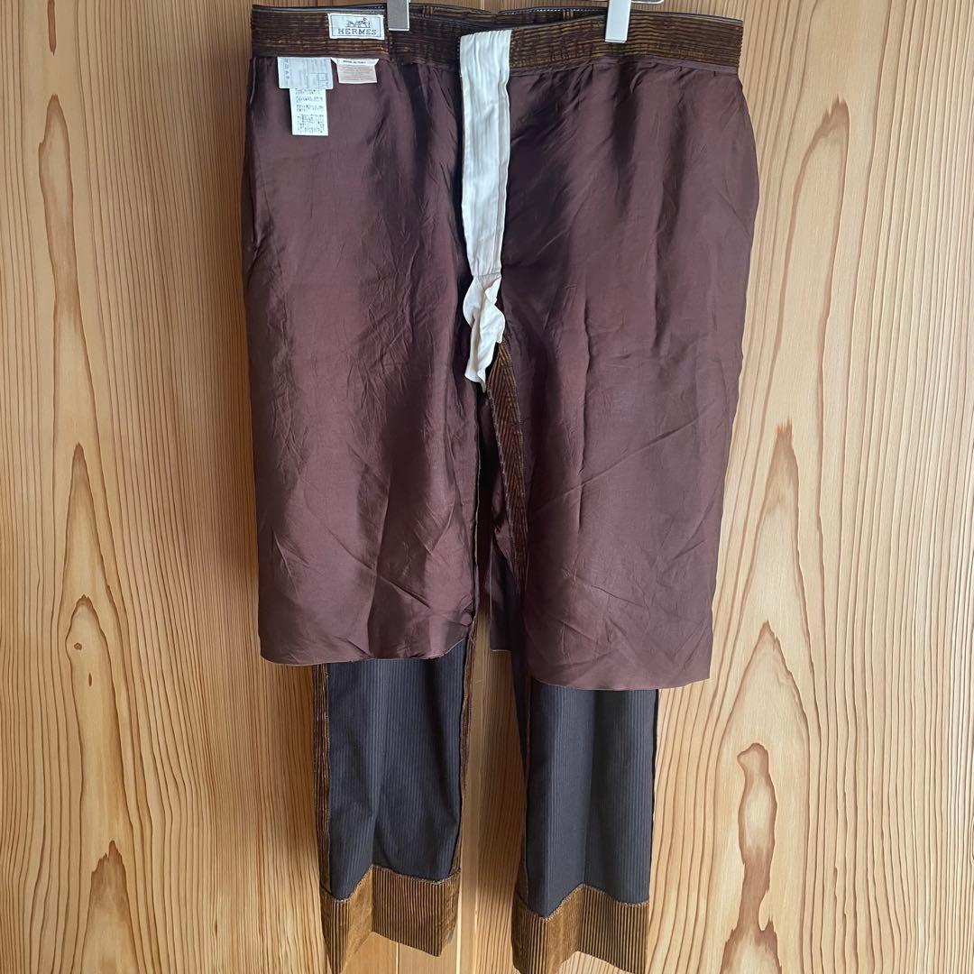 ☆HERMES☆ コーデュロイ パンツ スラックス 太畝 ブラウン LL XL