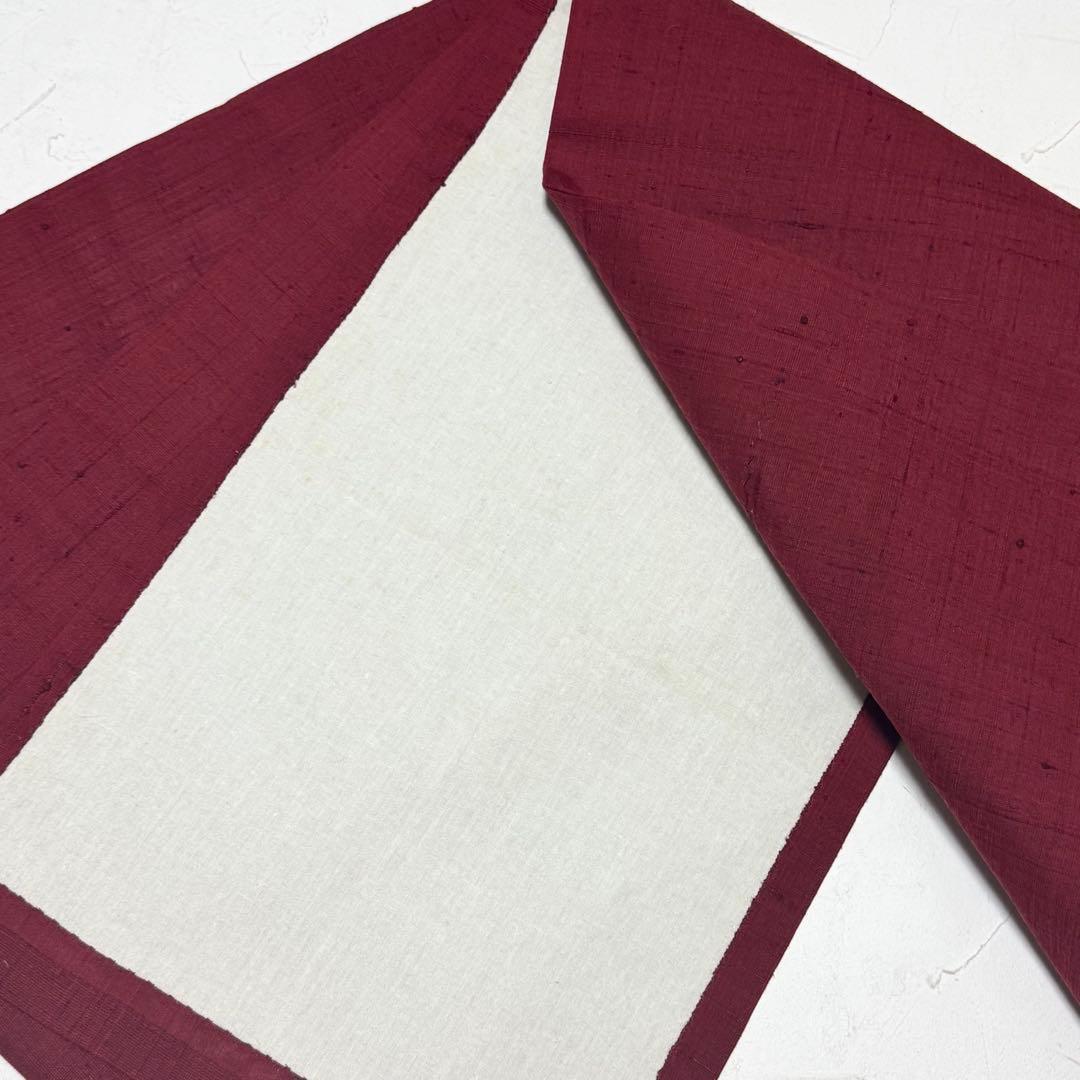 みー 名古屋帯 開き名古屋 鳳凰 紬 つむぎ 臙脂色 丸柄 NO-1419