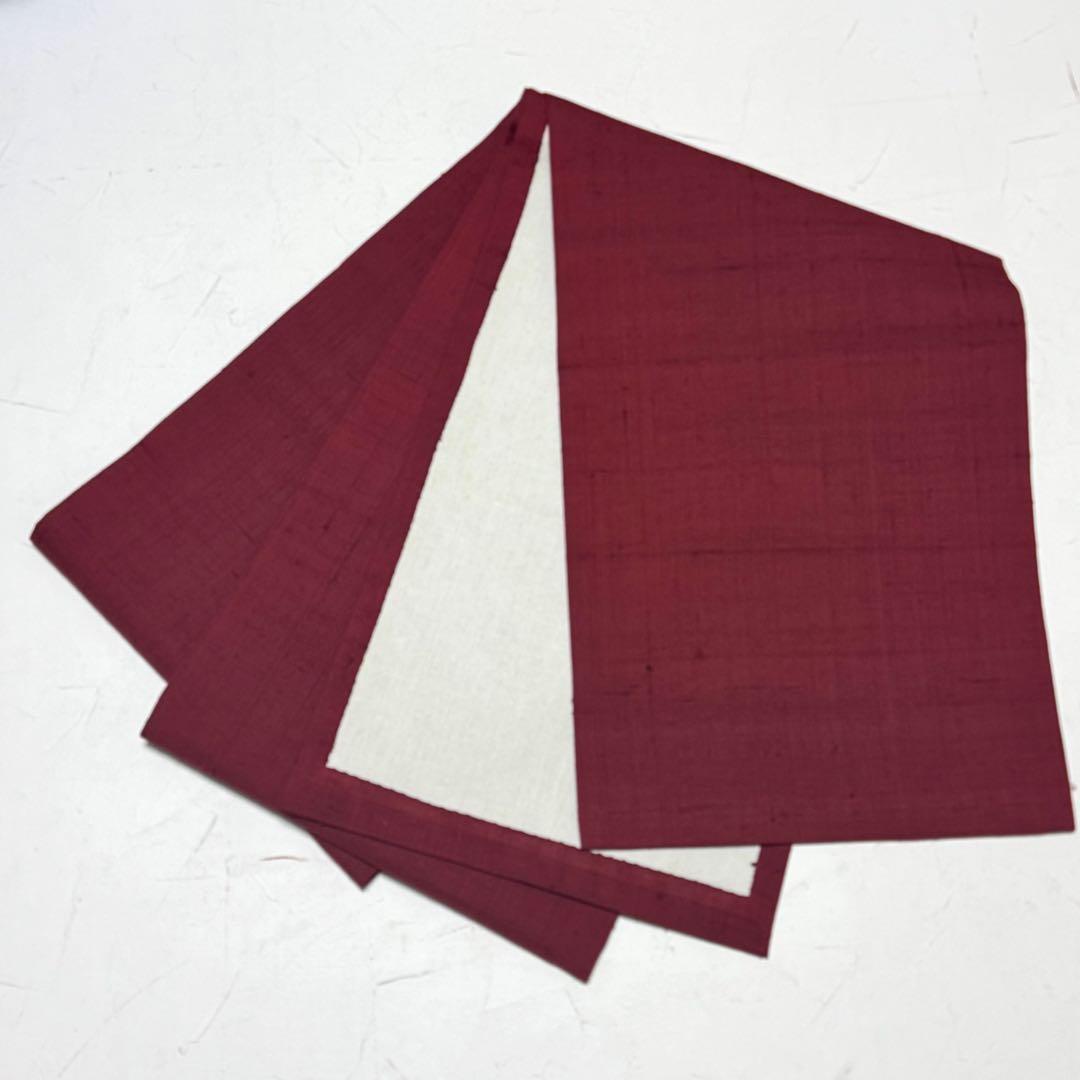 みー 名古屋帯 開き名古屋 鳳凰 紬 つむぎ 臙脂色 丸柄 NO-1419