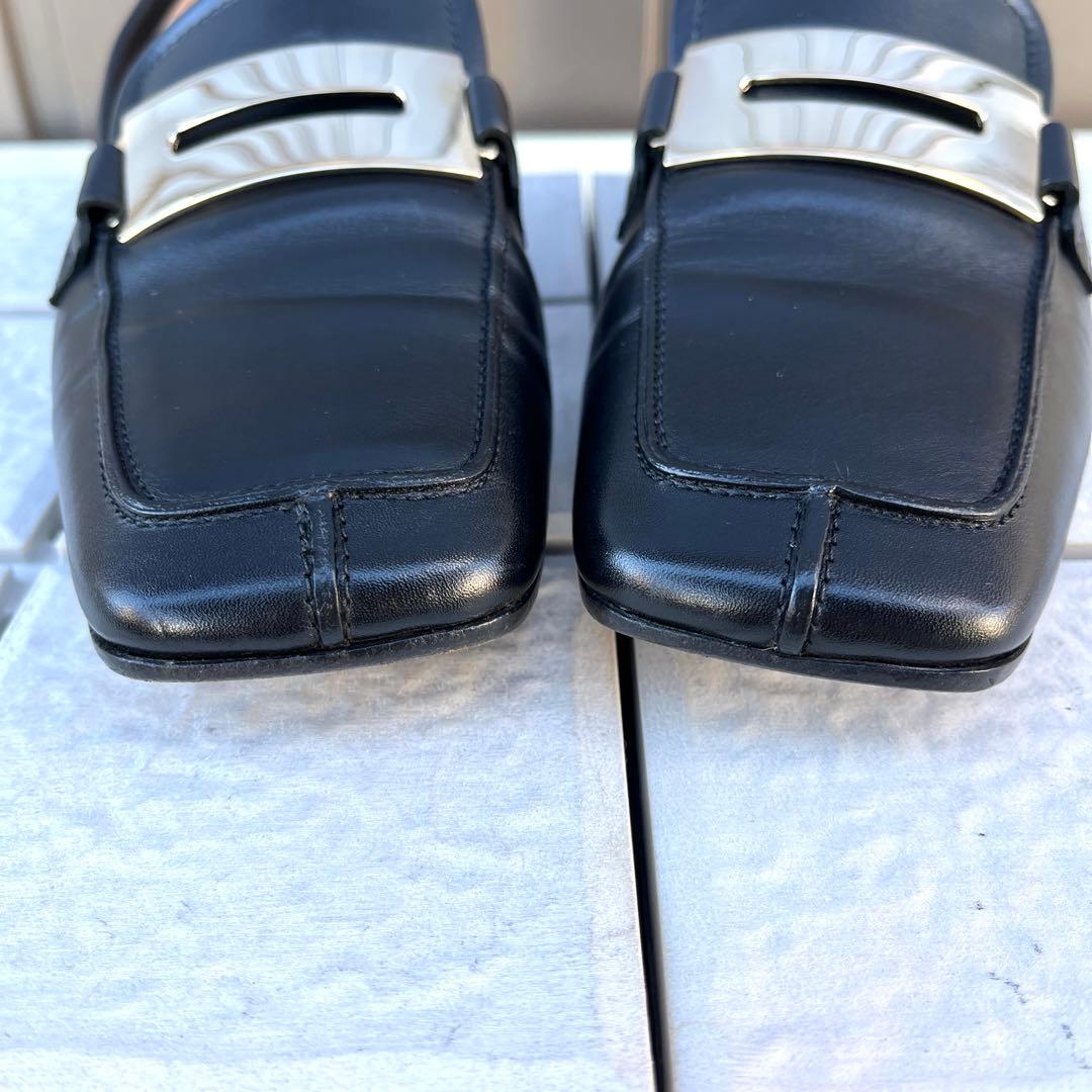 38 PELLICO ビット　ローファ　黒　フラット　ぺたんこ　24.5