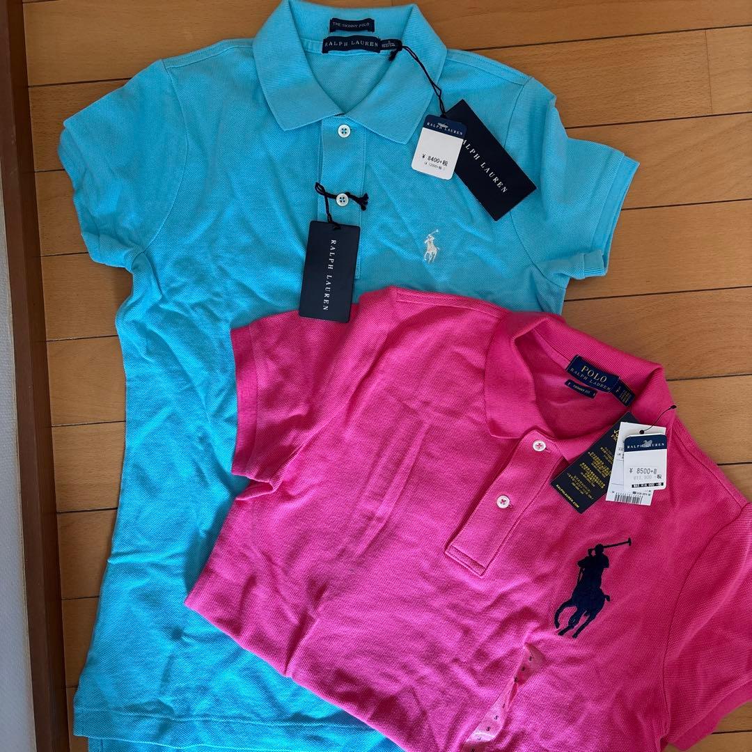 ラルフローレン ポロシャツ　S ブルー　ピンク