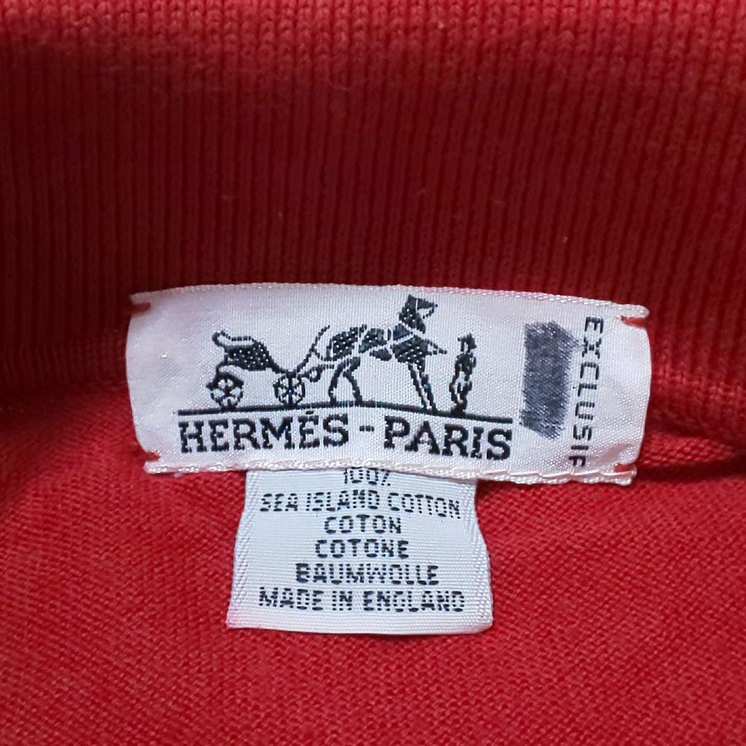 【美品/英国製】HERMES ヴィンテージ カラーカットソー ポロシャツ 金釦