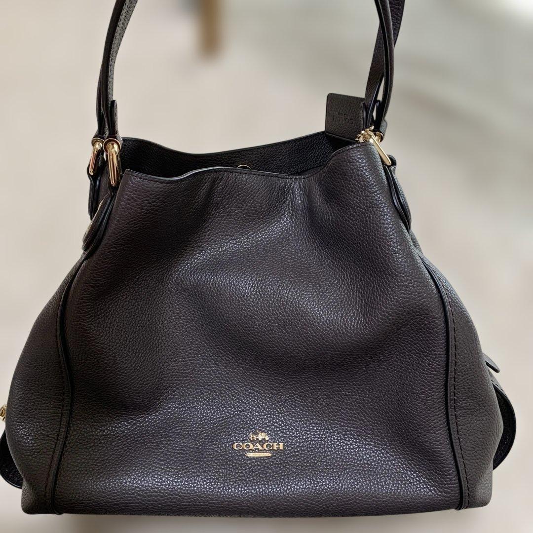 美品 COACH 黒 レザー ハンドバッグ