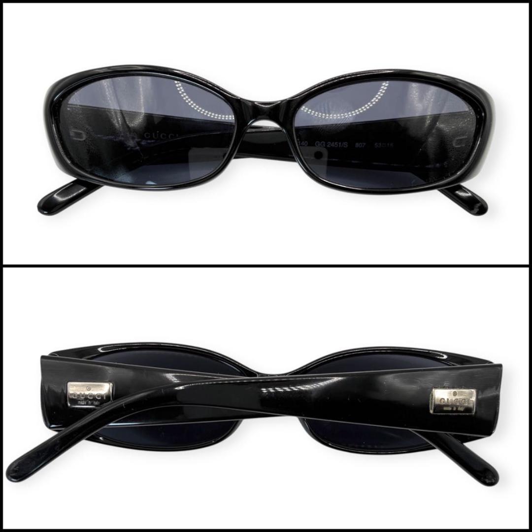【良品】GUCCI グッチ　オーバル　ロゴプレート　サングラス　Y2K ブラック