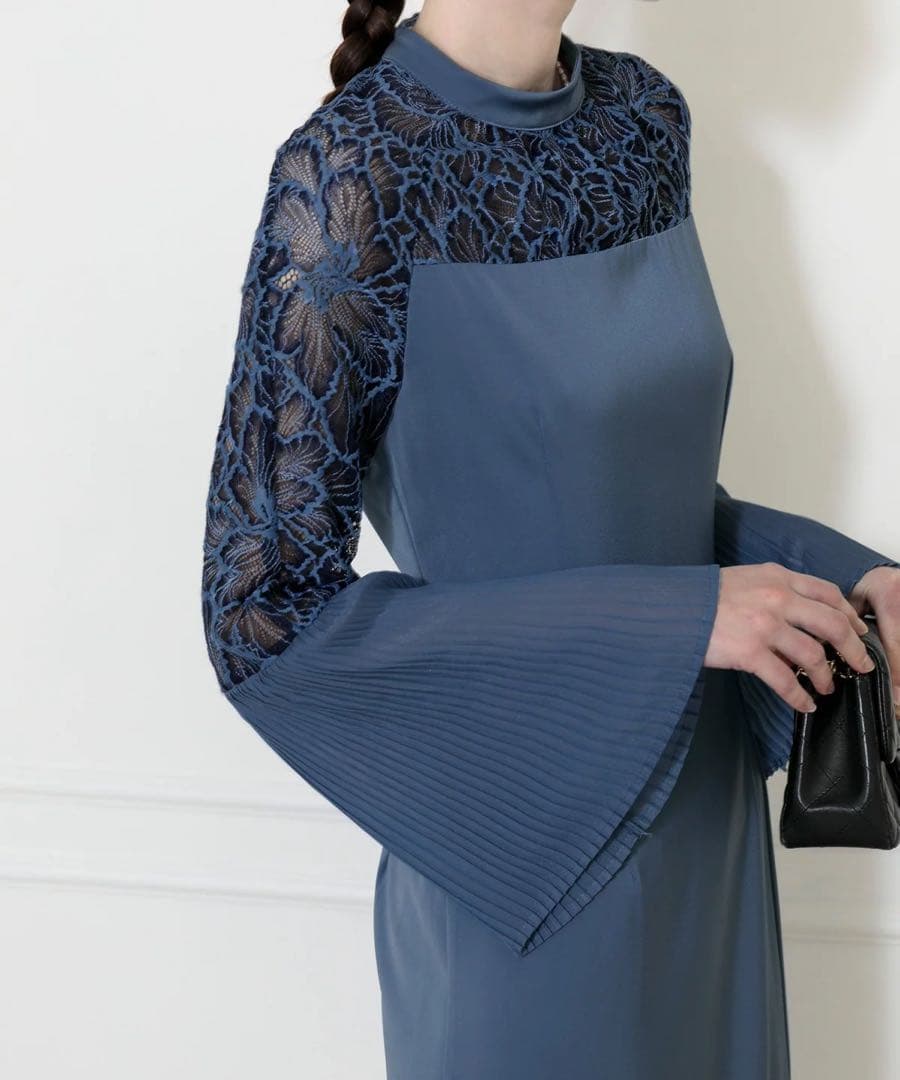 新品未使用【LEJA】レース切替スリットAラインロングドレスワンピース