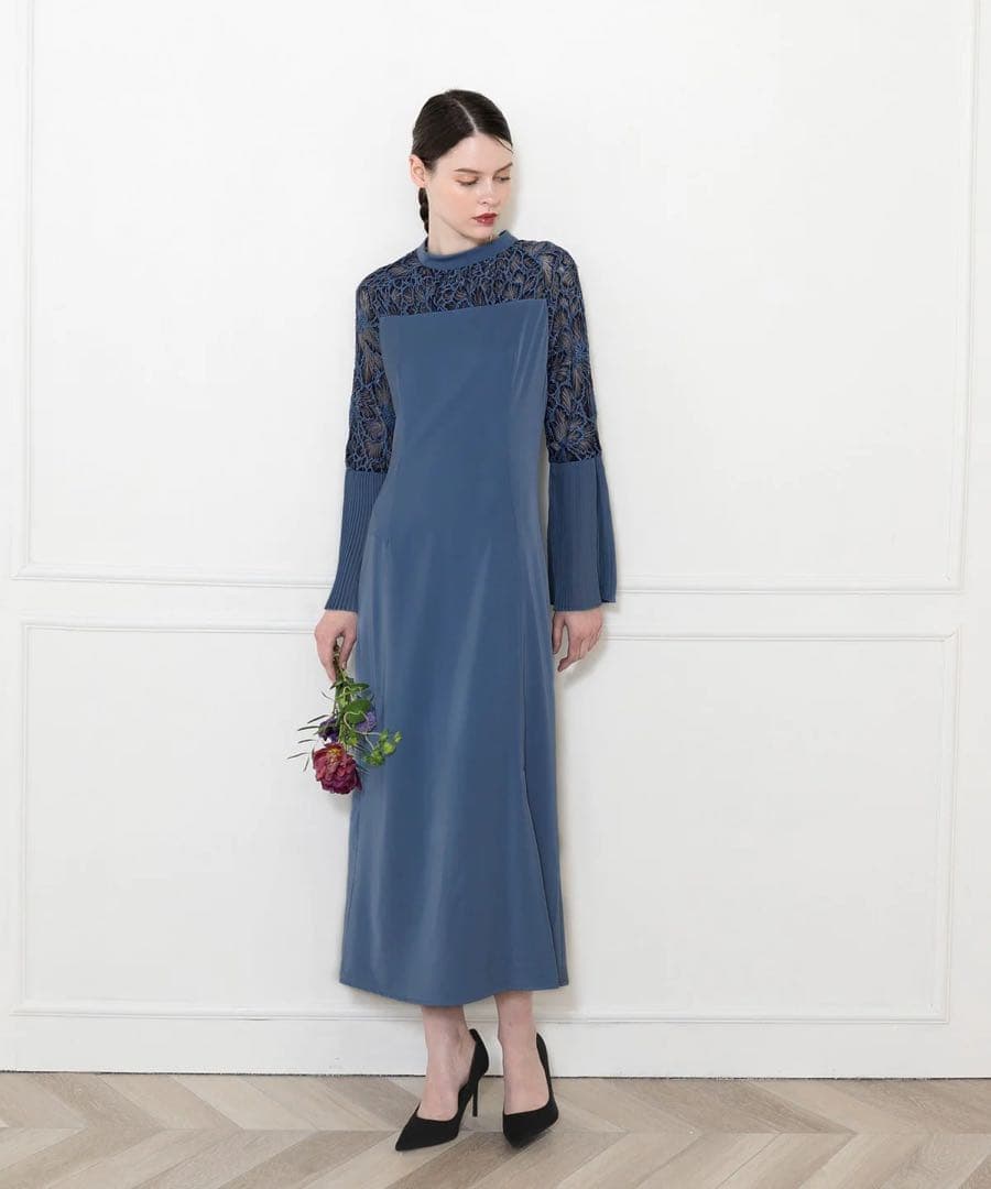 新品未使用【LEJA】レース切替スリットAラインロングドレスワンピース