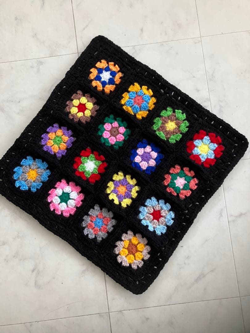 ちろちゃん　ソファーカバー　大判ブランケット　マルチカバー　手編み