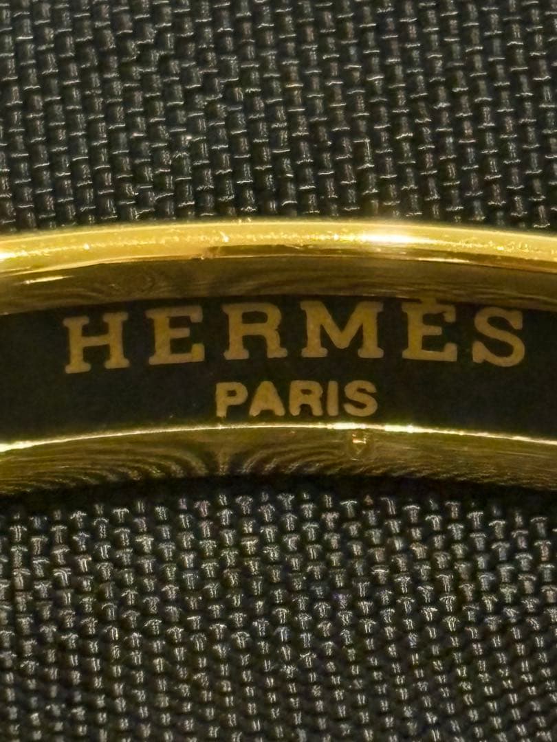 HERMES エルメス エマイユ バングル 青 ブルーリボン柄