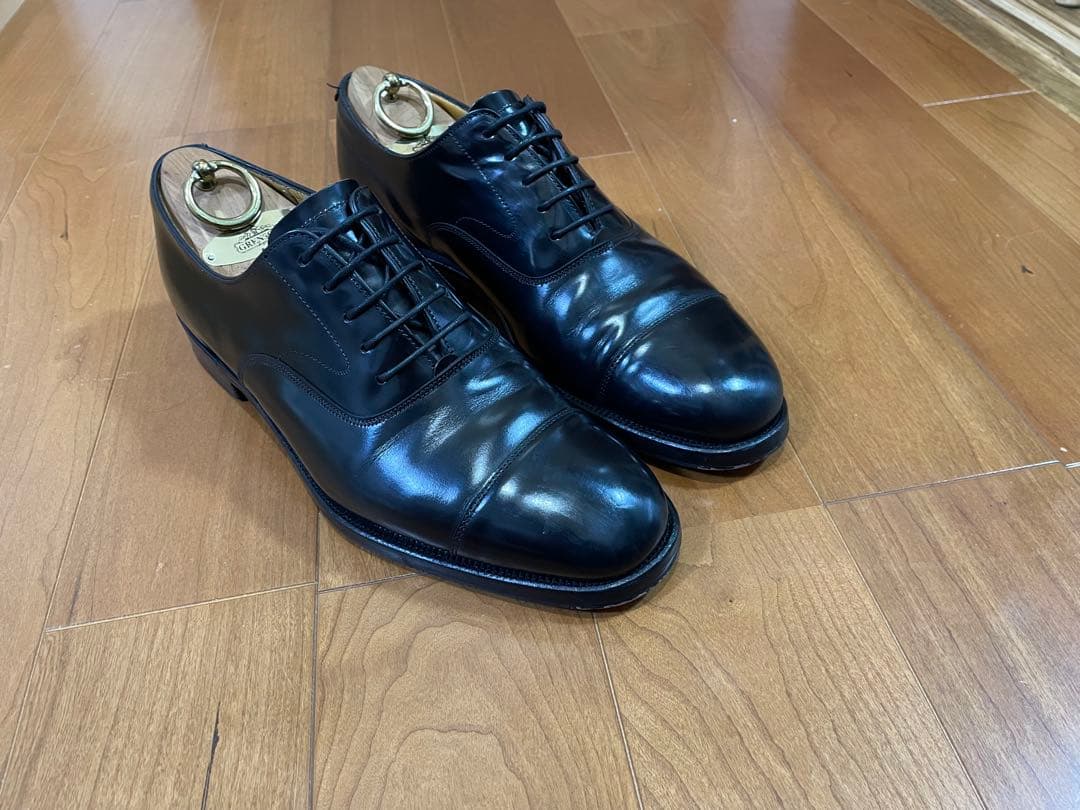 【美品】グレンソン ストレートチップ 65F ブラック 純正シューツリー付