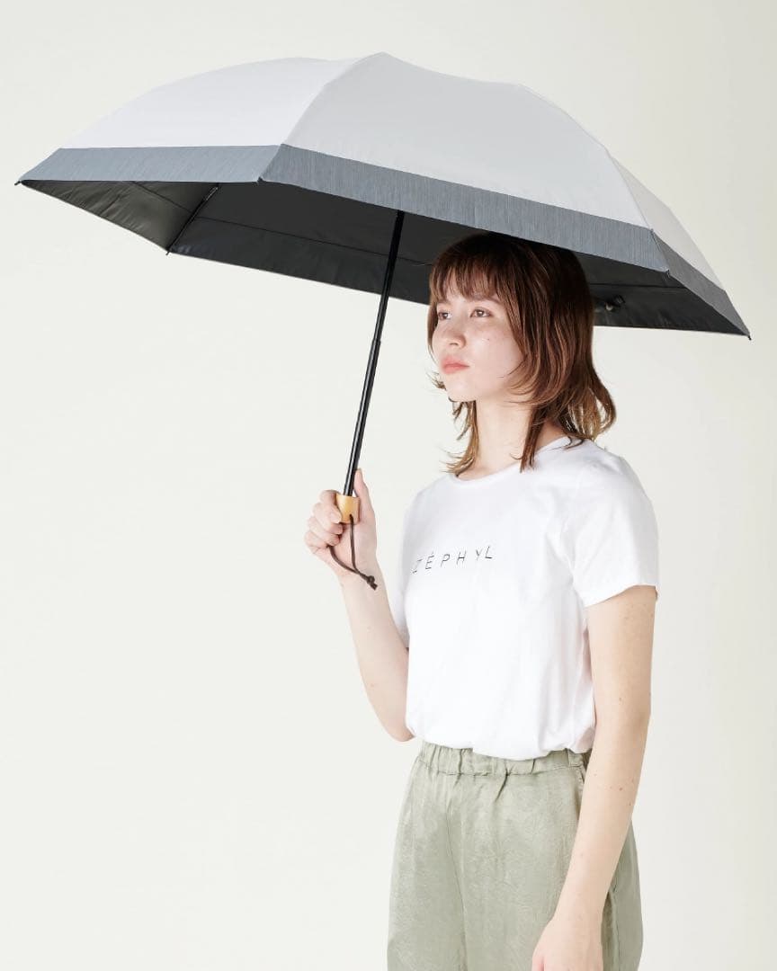 サンバリア100 折りたたみ日傘 3段折 三段折 コンビ ホワイト