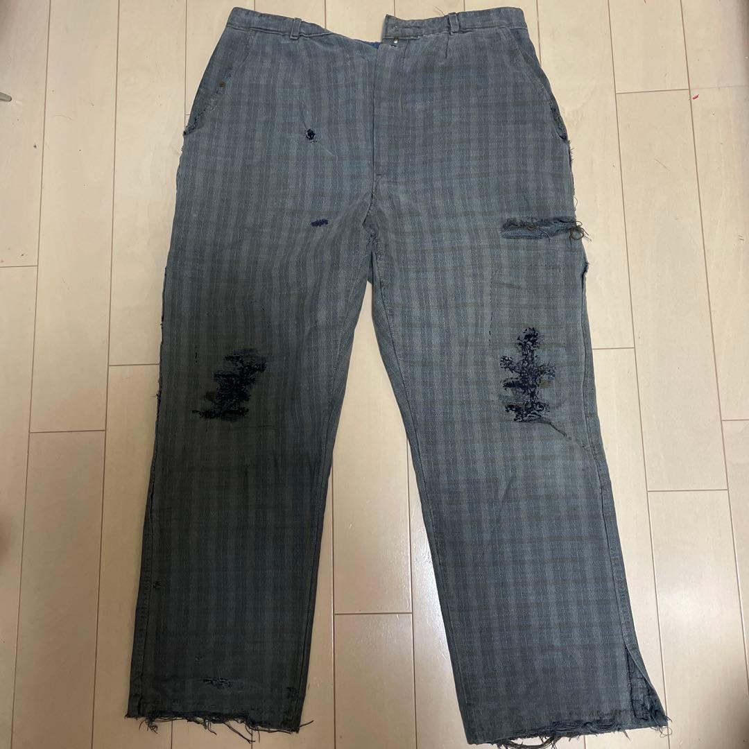 40s襤褸　フレンチヴィンテージ チェックパンツ