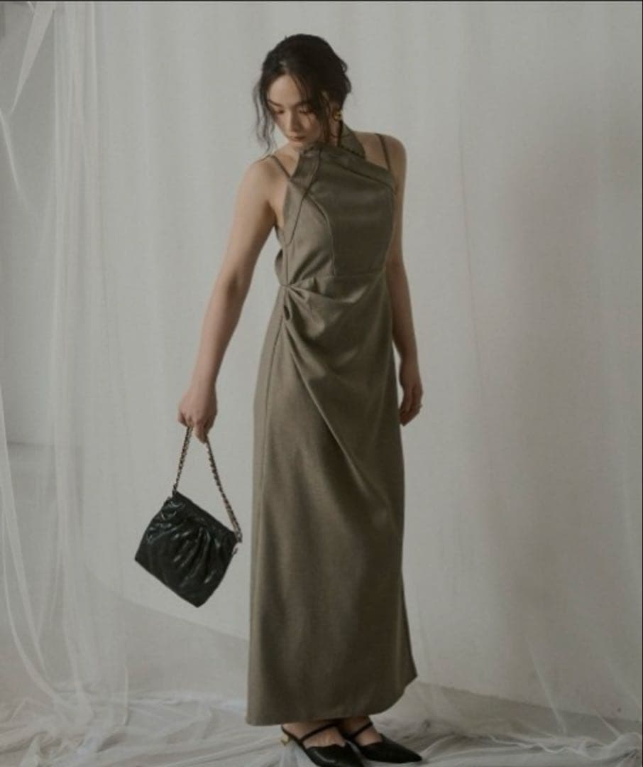 LERURE リルアー　Melange cami drape dress