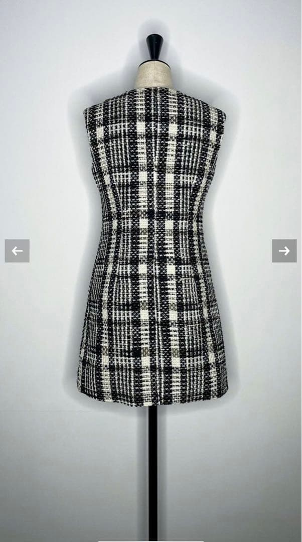 Sheller‪‪❤︎‬フロントZIPツイードドレス