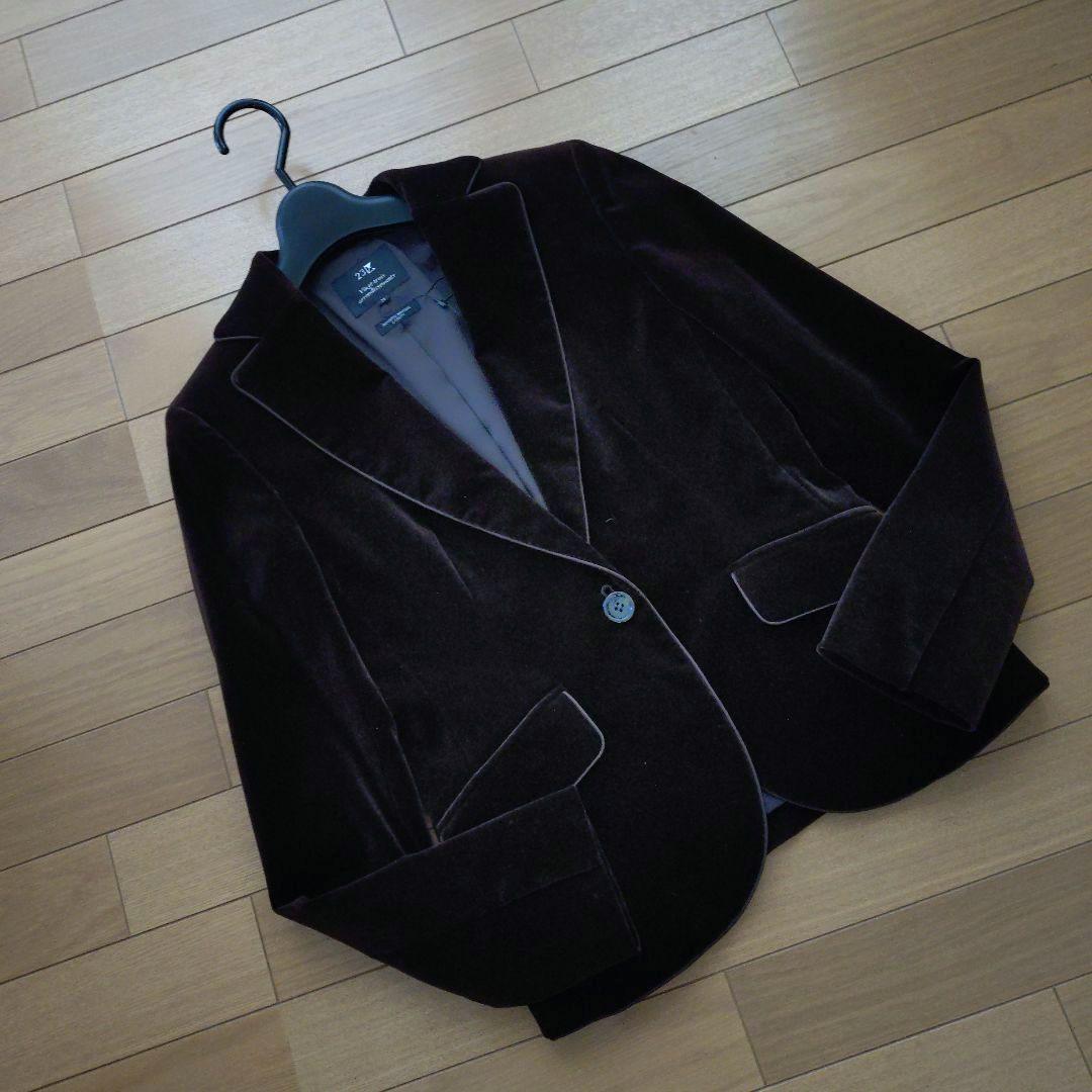 新品 23区 ダークブラウン ベルベット テーラードジャケット 別珍