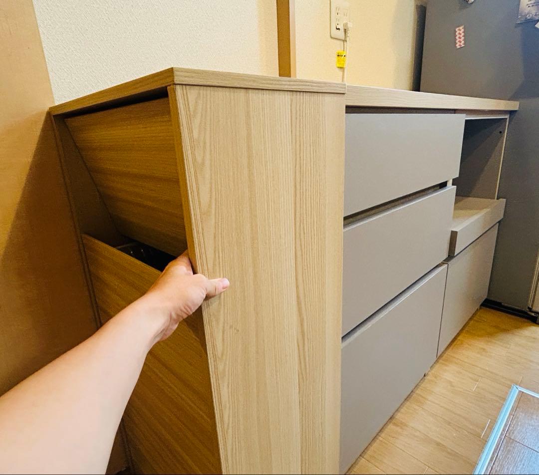 【送料込】Atom カップボード　キッチンボード＋ゴミ箱セット