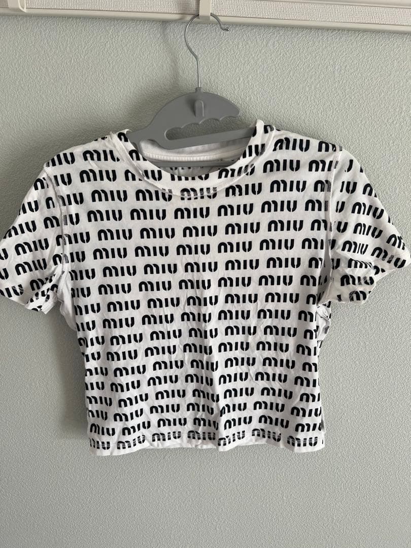 ★訳あり格安★ miumiu ミュウミュウ ロゴプリントTシャツ 36サイズ
