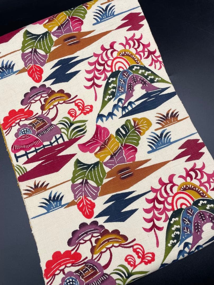 △名古屋帯 洒落帯　高級△ 正絹　紅型　型染　古典柄　293