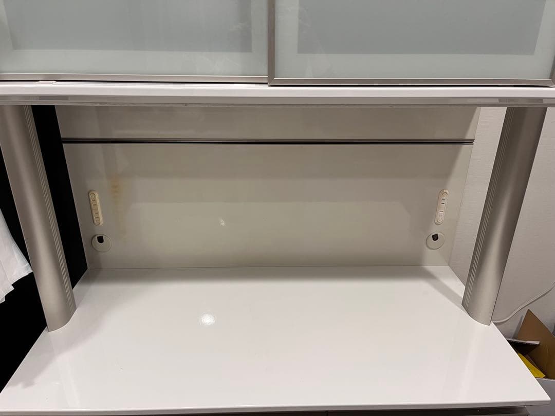 綾野製作所　食器棚　幅100cm ホワイト　ソフトクローズキッチンボード