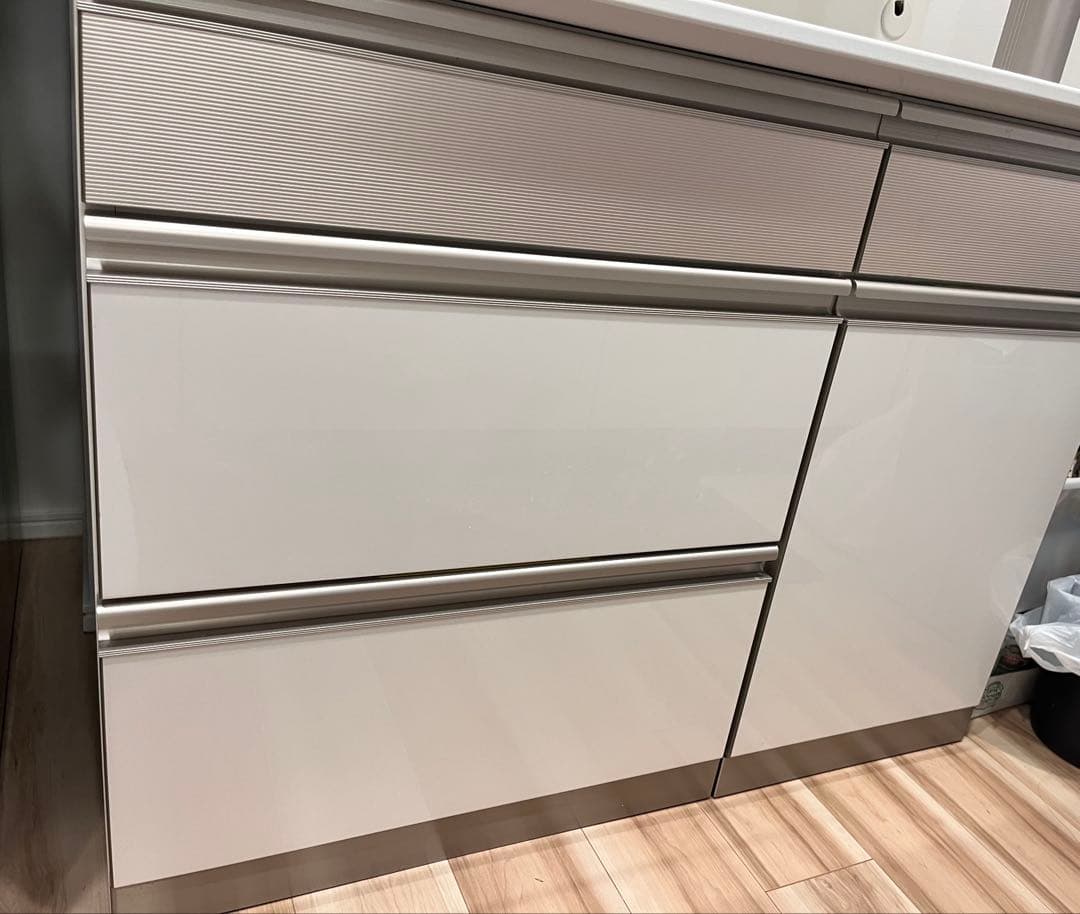 綾野製作所　食器棚　幅100cm ホワイト　ソフトクローズキッチンボード