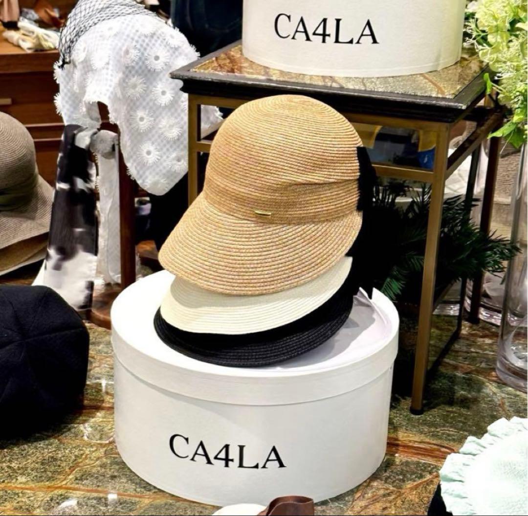 ca4la カシラ　キャスケット　麦わら　リボン付きベージュストローハット　新品