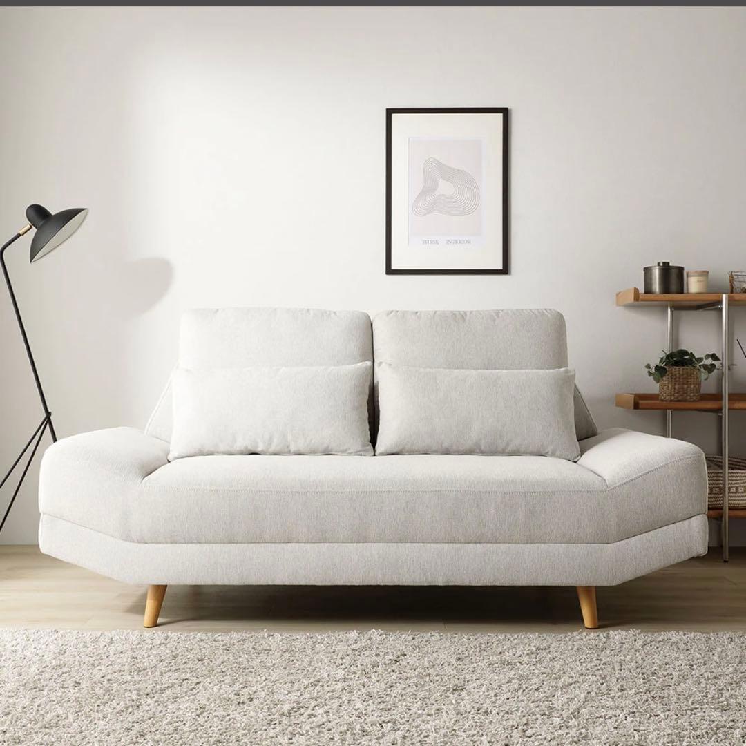 【新品未使用】RASIK 2人掛け カウチソファ ライトベージュ 送料込