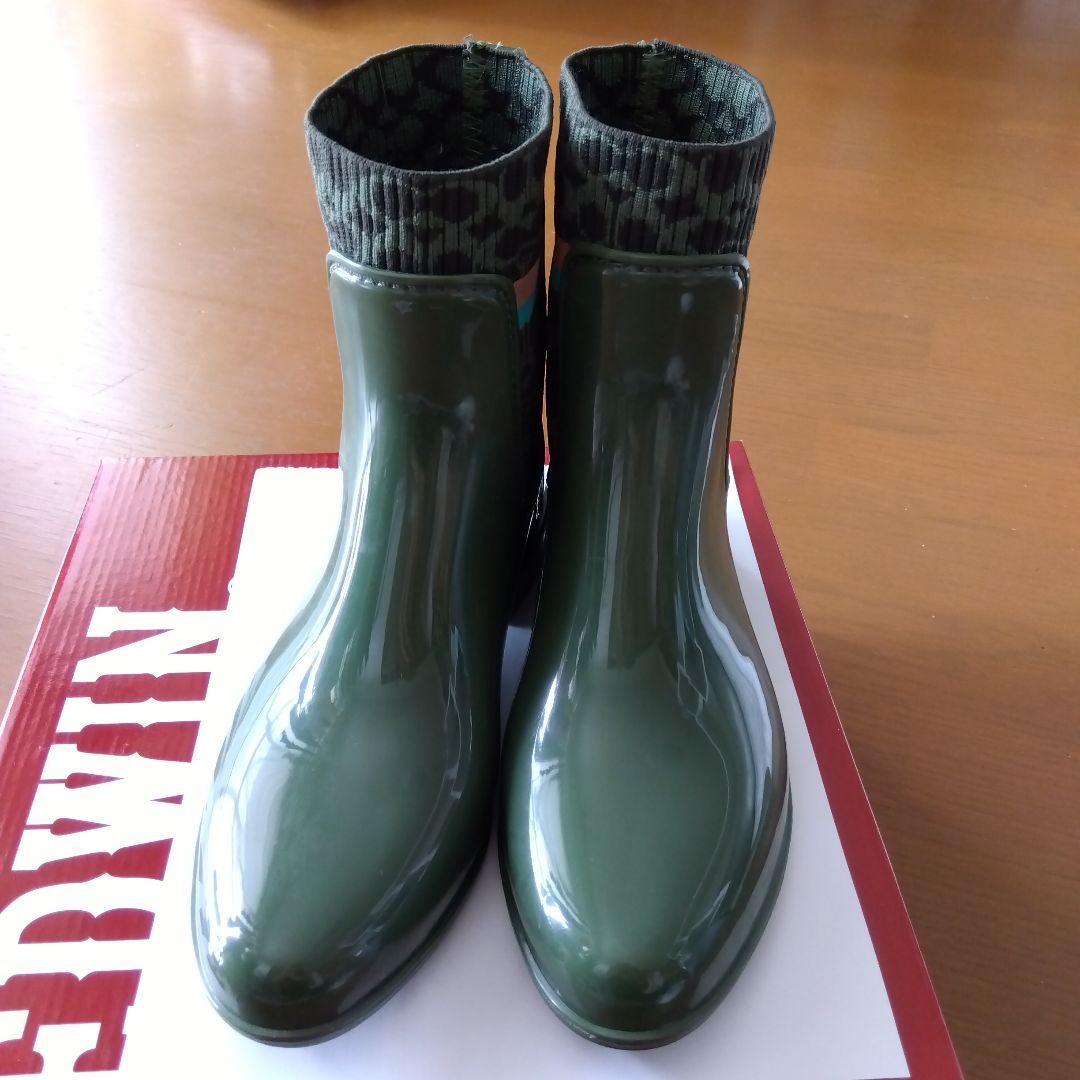 COACH コーチ　レインブーツ カーキ色