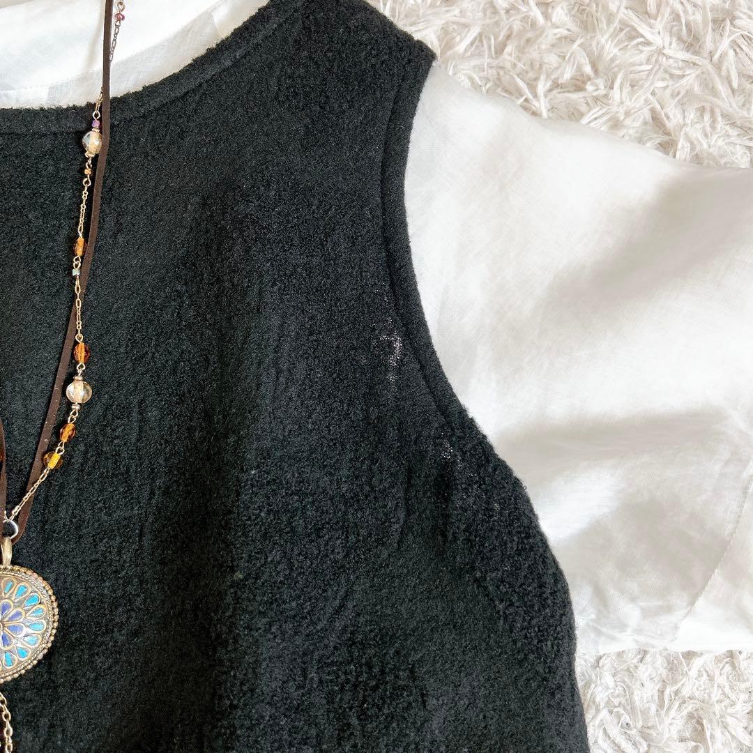 美品⁂センソユニコ⁂ジウ⁂ニットベスト　チュニック　変形ヘム　バルーン　総柄　L