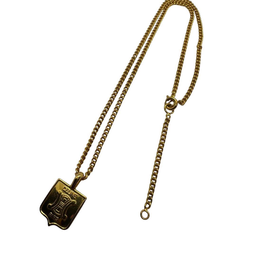 CELINE セリーヌ マカダム　ネックレス　ゴールドカラー