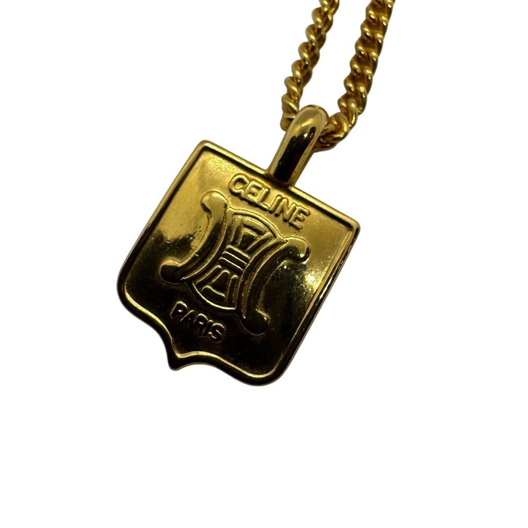 CELINE セリーヌ マカダム　ネックレス　ゴールドカラー