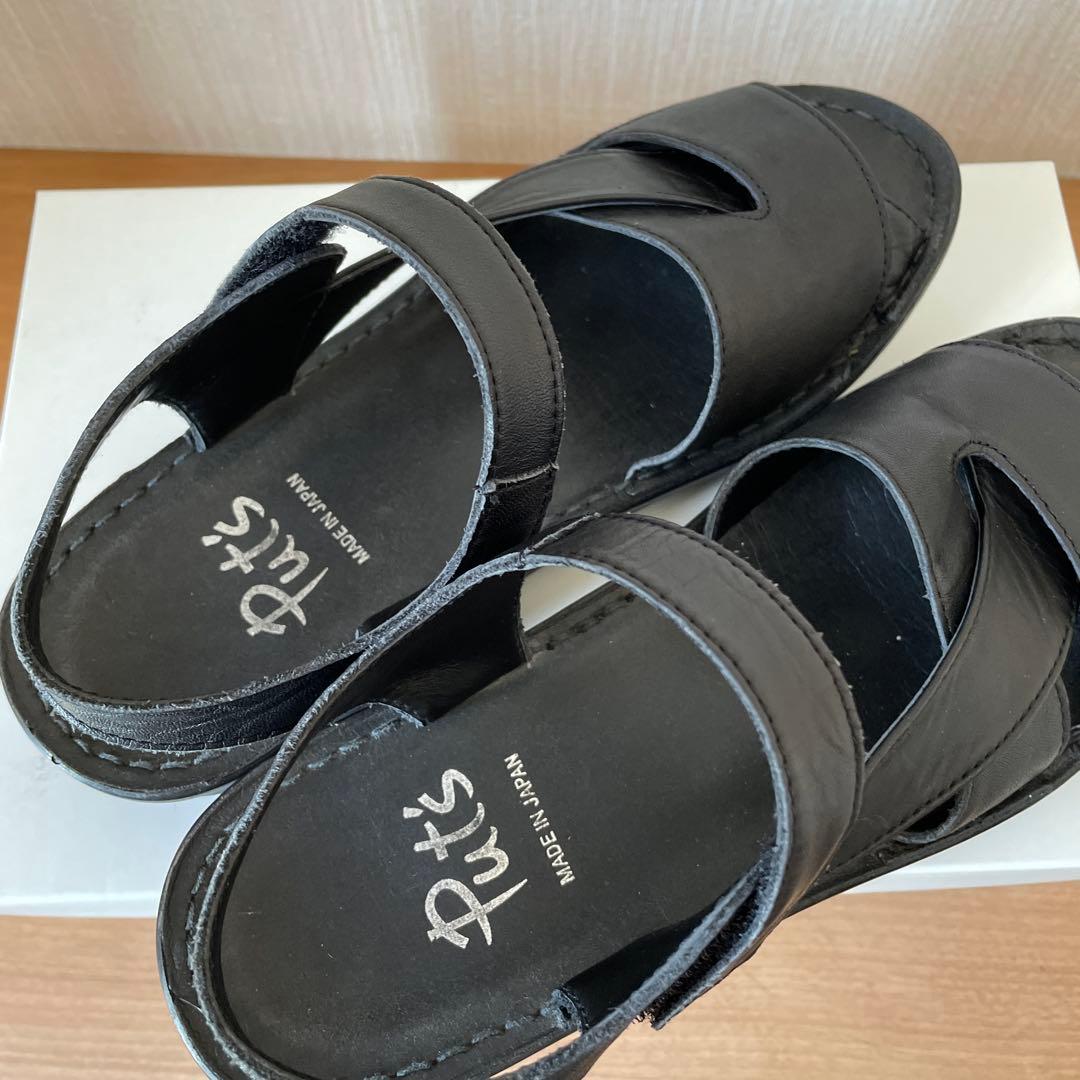 美品 プッツコンフォートサンダル Mサイズ 黒サンダル プッツ本革サンダル日本製