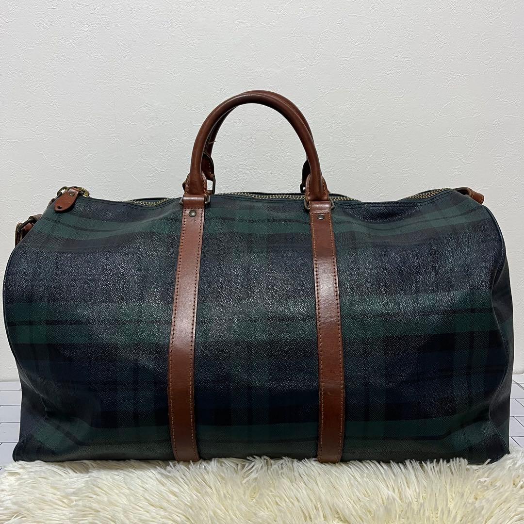美品 ポロラルフローレン 2way ボストンバッグ 大容量 チェック柄 PVC