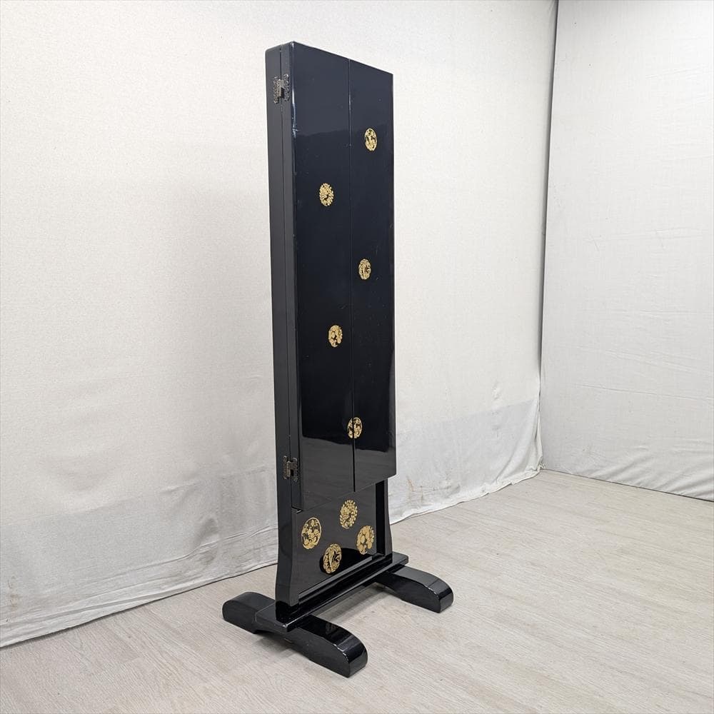 塗り　金彩　三面鏡　姿見　ミラー　鏡　スタンドミラー　全身鏡　和家具　座敷　民藝