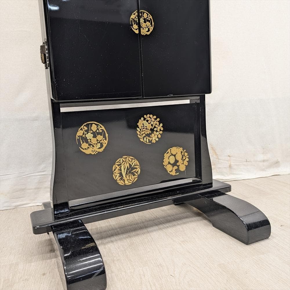 塗り　金彩　三面鏡　姿見　ミラー　鏡　スタンドミラー　全身鏡　和家具　座敷　民藝