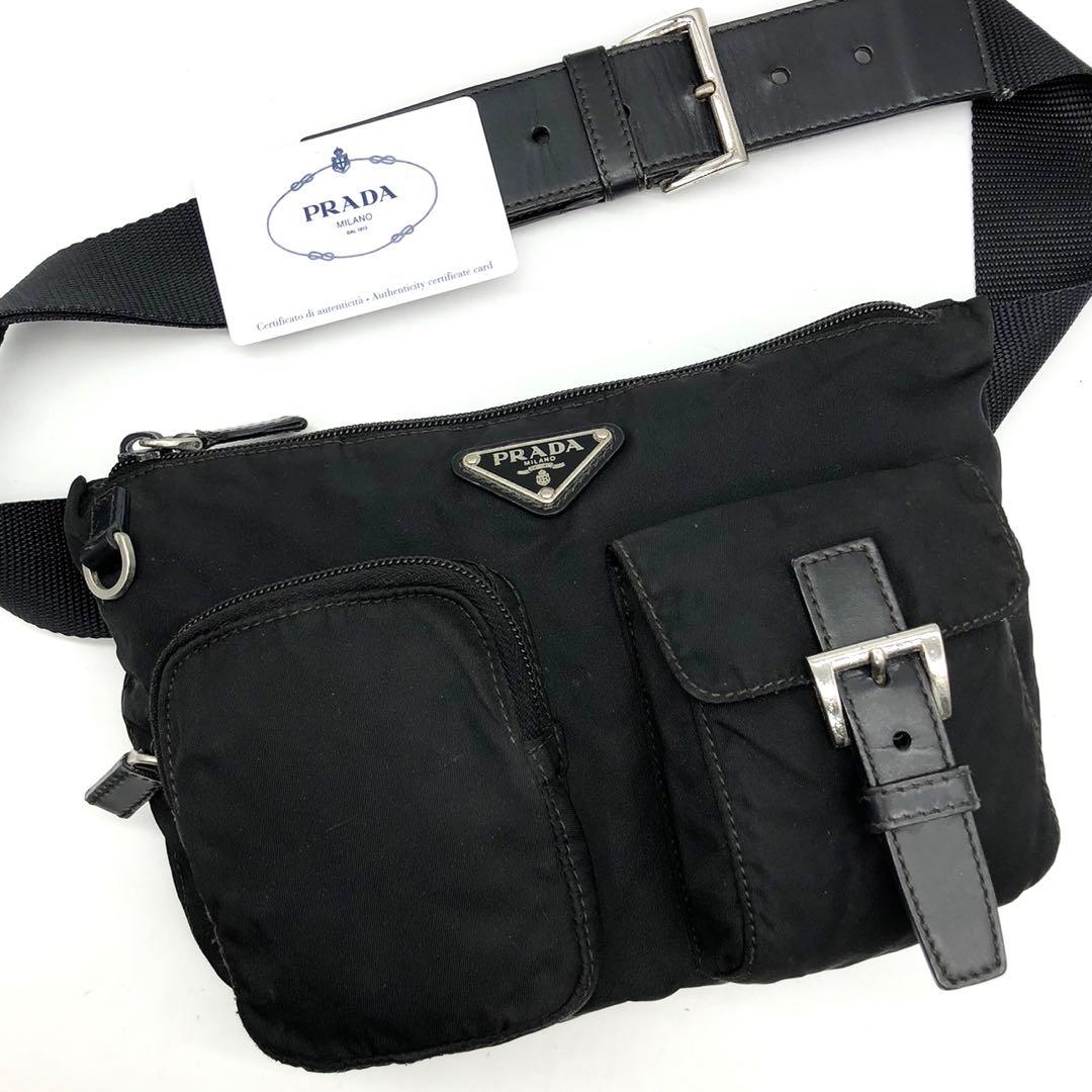 プラダ ウエストバッグ 三角ロゴプレート ベルト ナイロン レザー BM0010