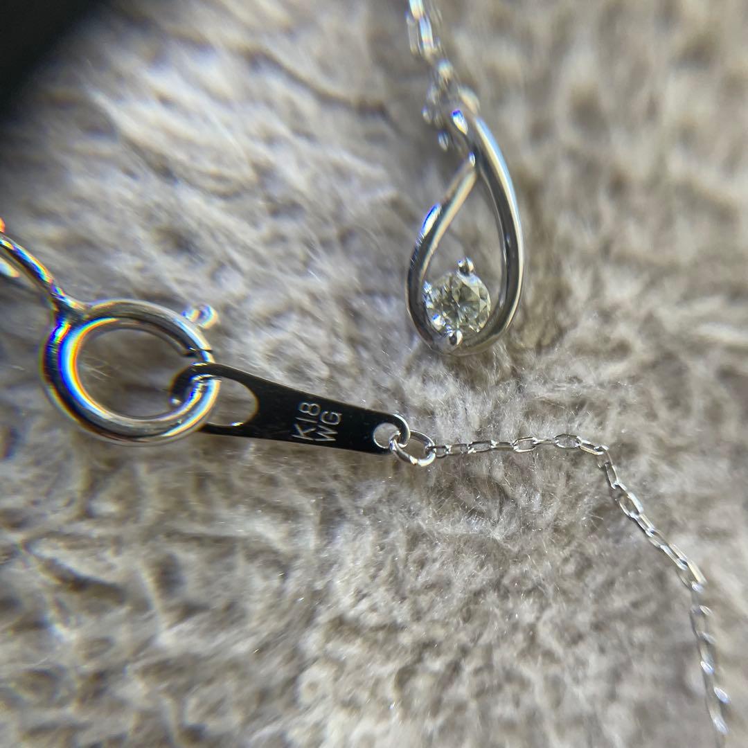 con affetto(コンアフェット)ダイヤネックレスK18 WG 美品