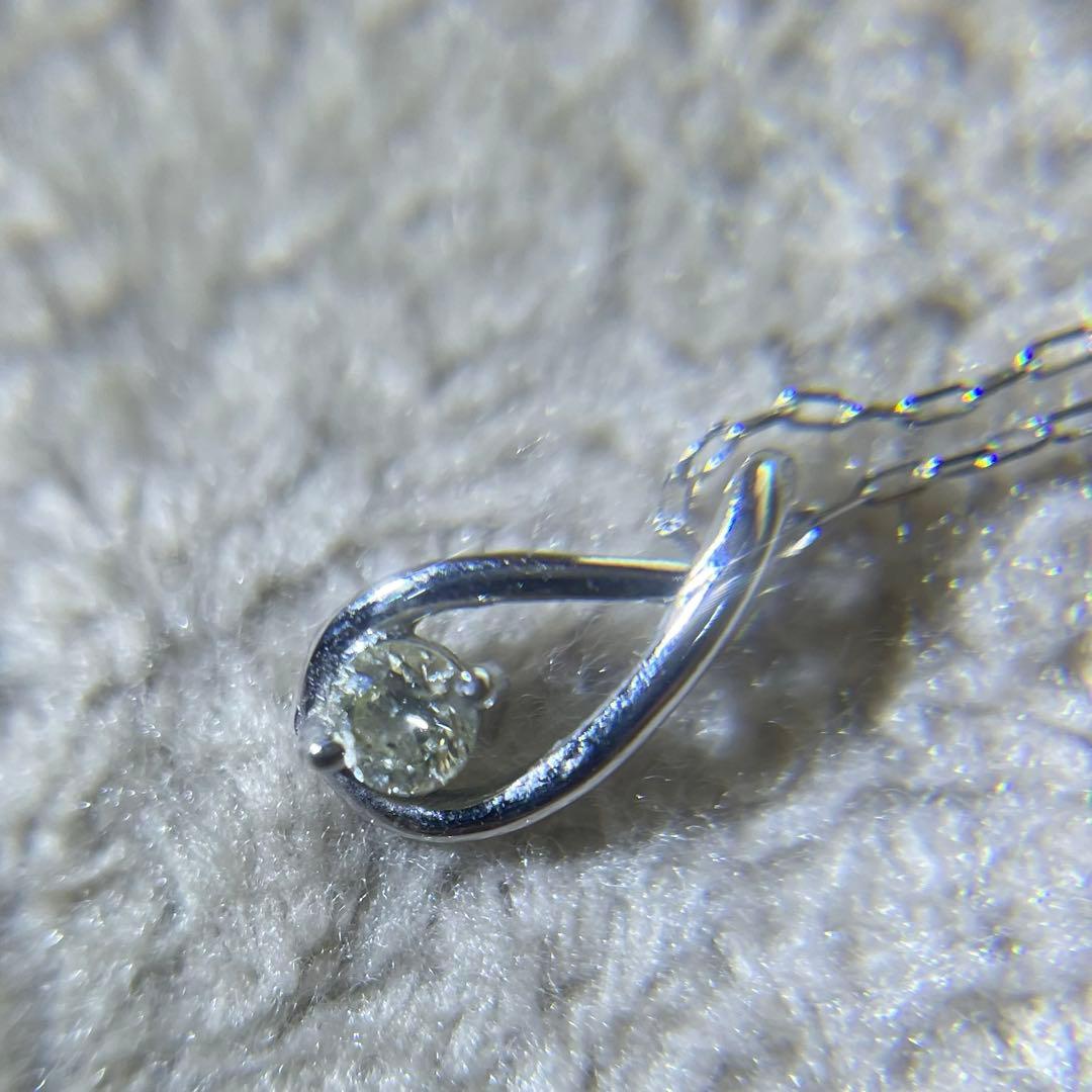 con affetto(コンアフェット)ダイヤネックレスK18 WG 美品