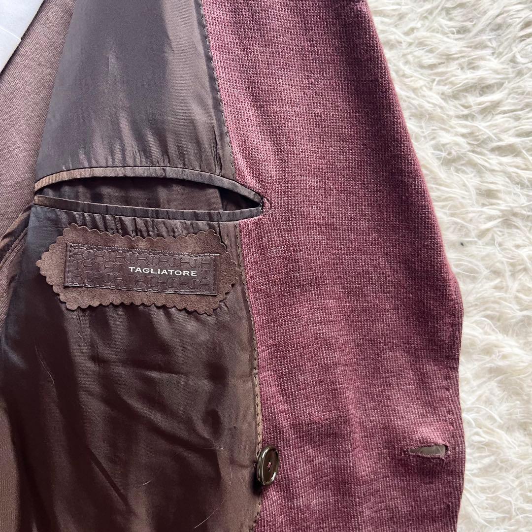 <美品>TAGLIATORE 新ロゴ コットン リネン ニット ジャケット 48
