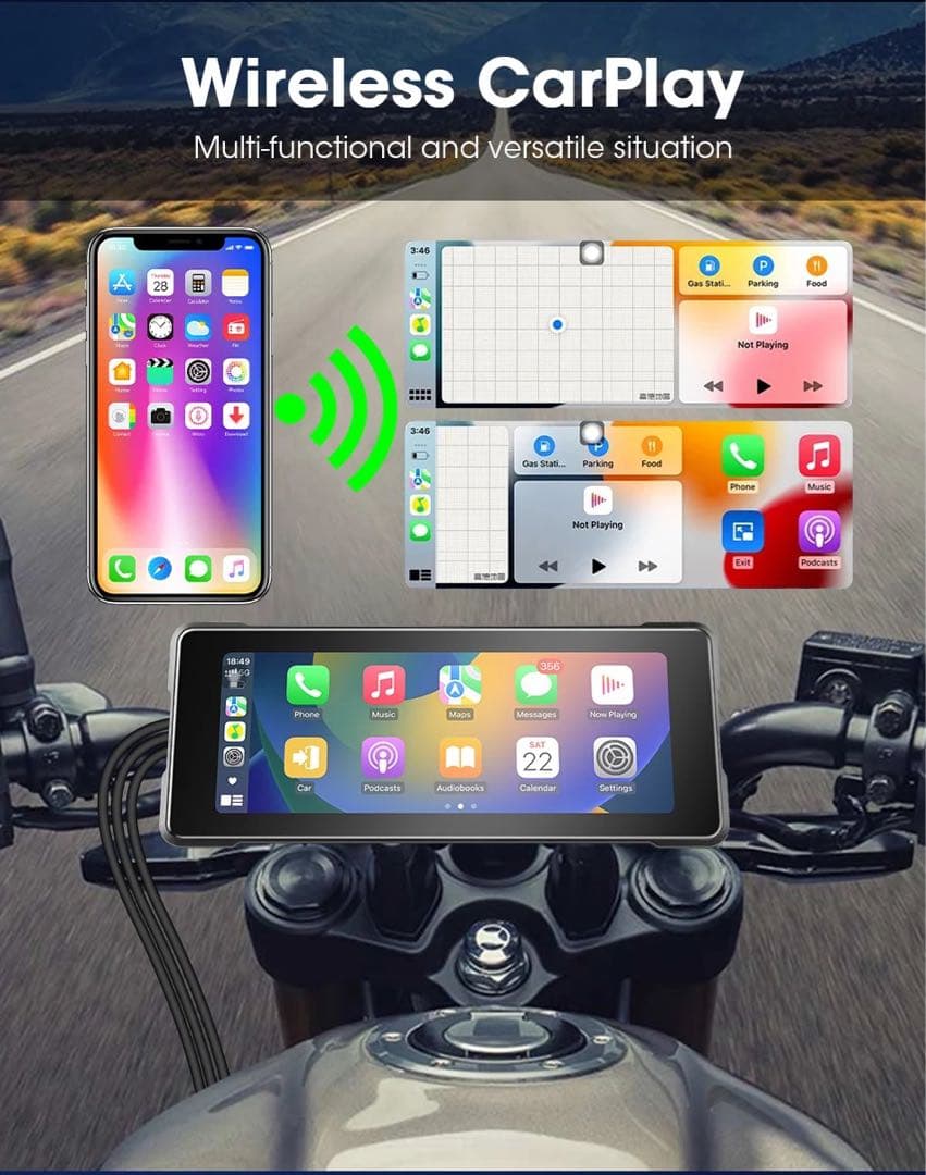 ②【前後ドライブレコーダー】大画面6.86インチ バイク用 モトスマートモニタ