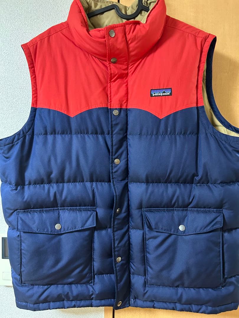 patagonia men'sダウンベスト Lサイズ 赤/青