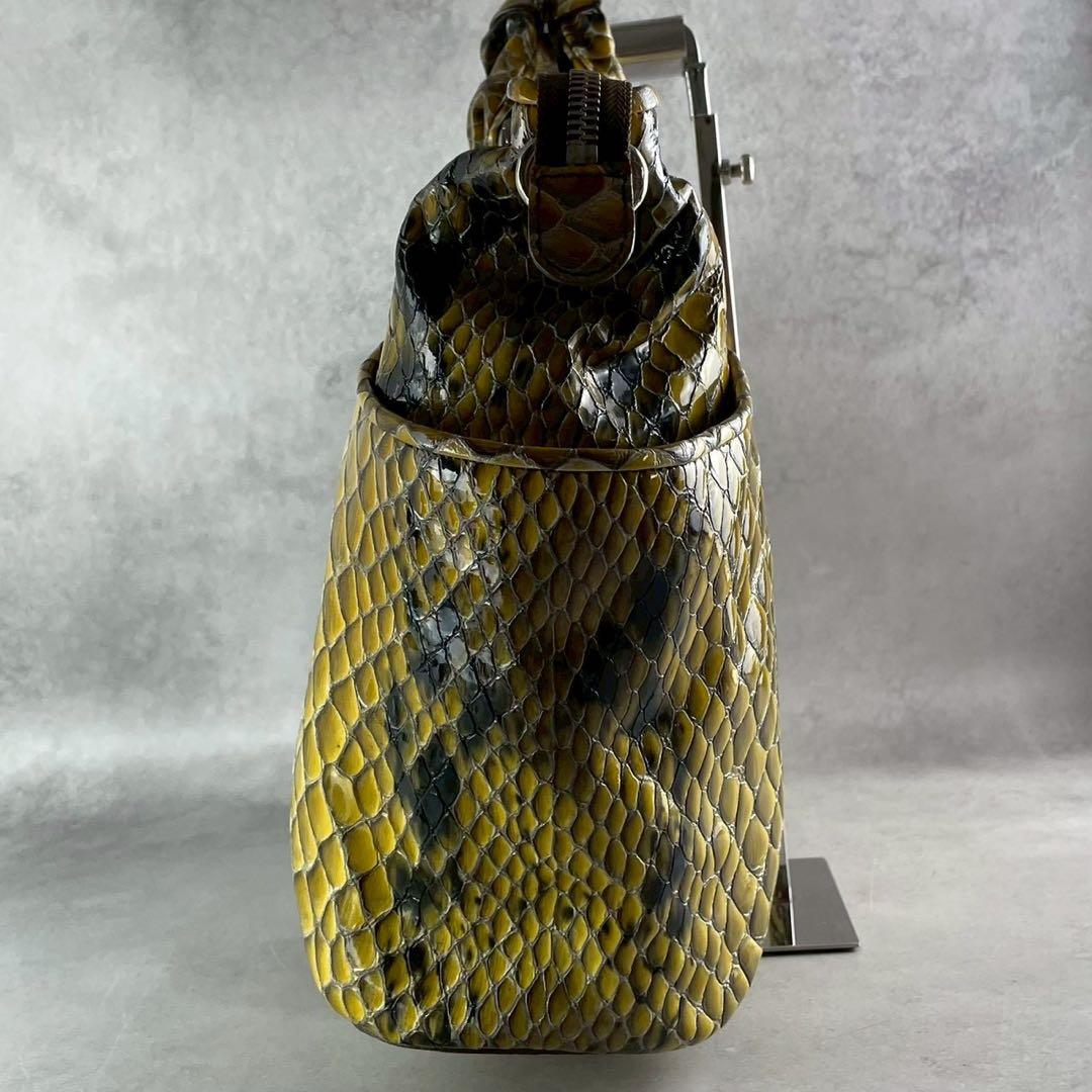 美品✨アルマーニ 2way ボストン ショルダーバッグ パイソン型押し 蛇柄