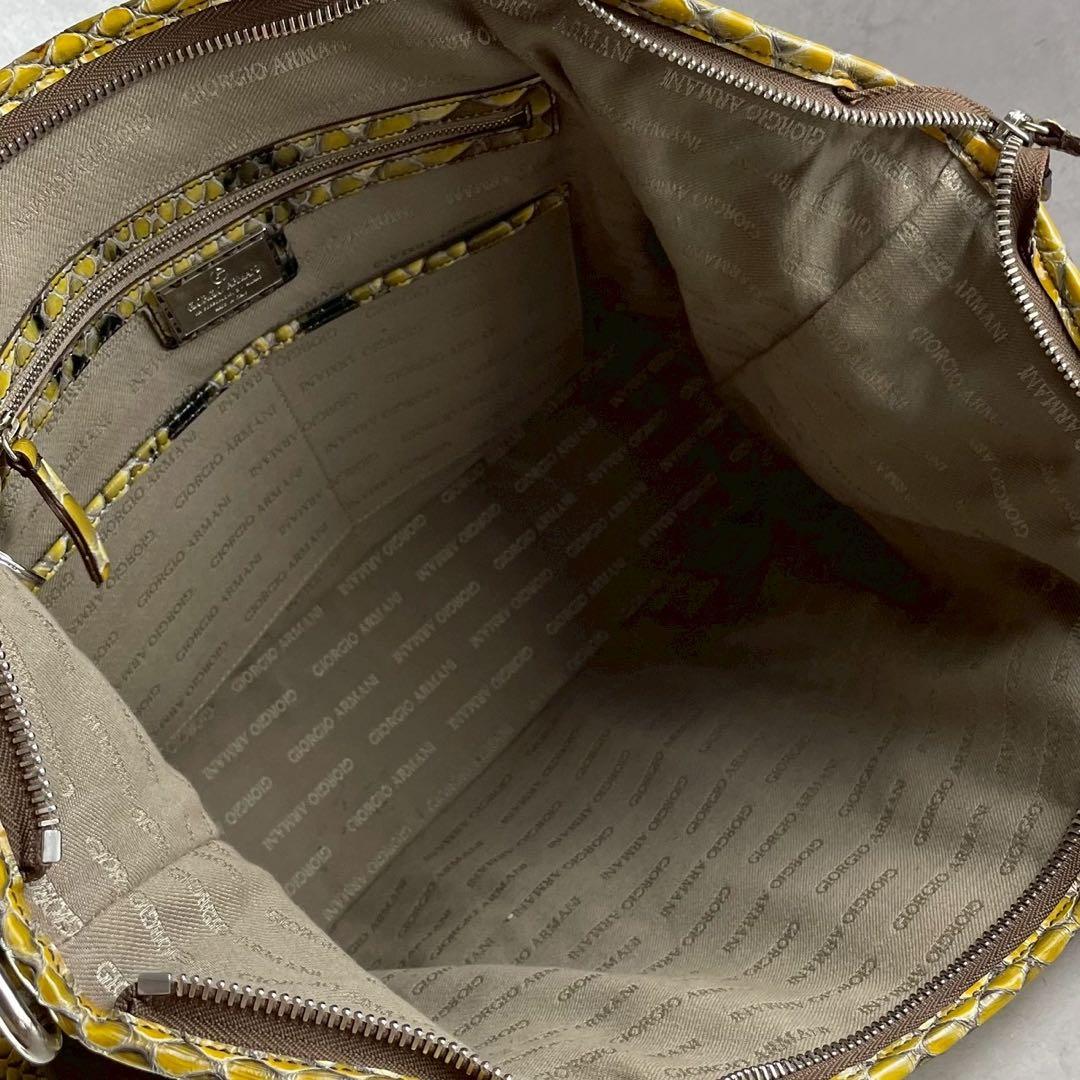 美品✨アルマーニ 2way ボストン ショルダーバッグ パイソン型押し 蛇柄