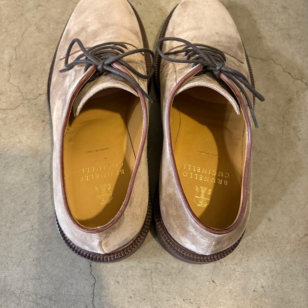 ブルネロクチネリ ベージュスエード ドレスシューズ　42