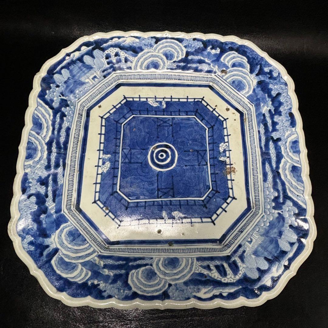 ★時代 陶磁器 江戸期！古伊万里 染付！図変わり 底銘(乾) 大皿1点★